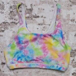 FLEO Daisy Sherbet Vault Tank Tie Dye Medium Athleisure Bra Gym Fitness Sport EC
